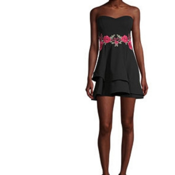 B. Smart Dresses & Skirts - B. Smart-Juniors Strapless Floral Applique Fit